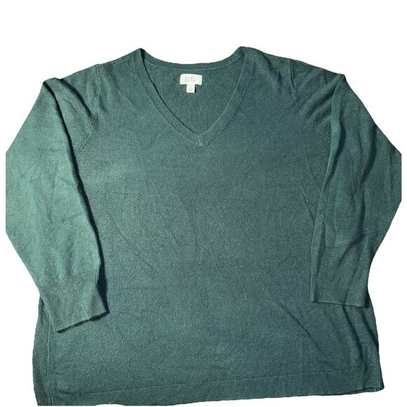 Lot Of 2 Croft & Barrow 2X V Neck Ribbed Soft Sweater Gray & Green - Picture 9 of 9